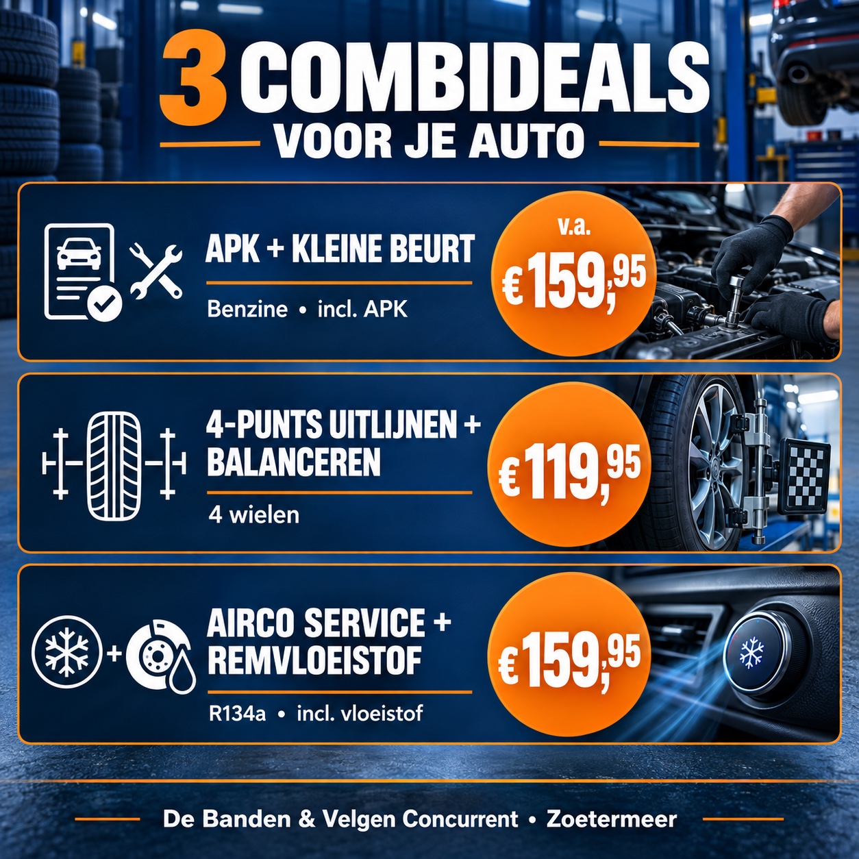 Drie combideals van De Banden en Velgen Concurrent in Zoetermeer